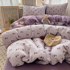 4Pcs Cotton Muslin Triple Layer | Set Cotton Linen 3 Lớp Bed Set | ID 4PCSGACCT10