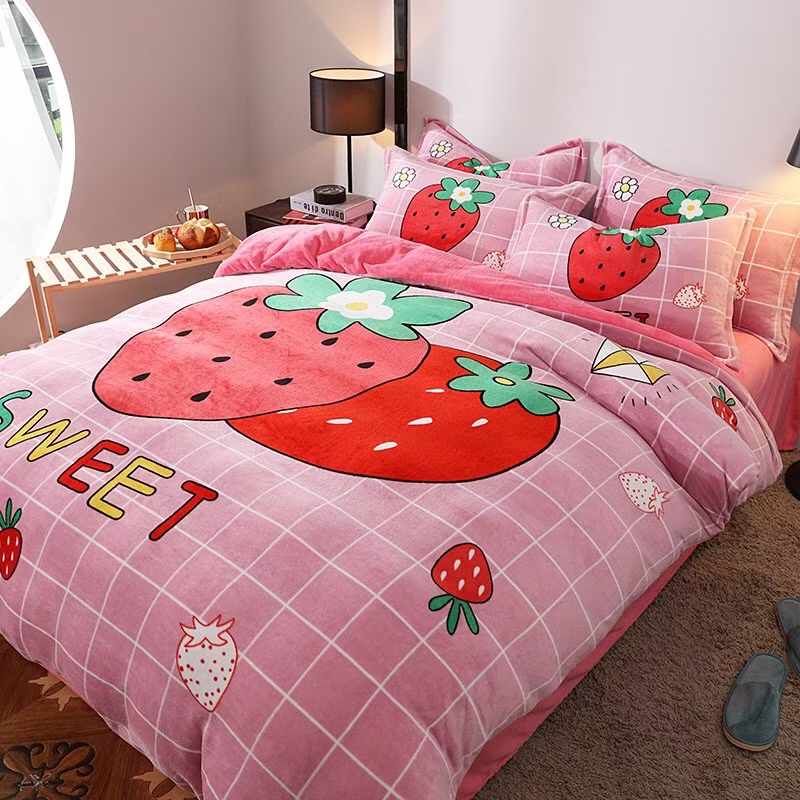 Set 4 Món Nỉ Nhung 200gr hình in 3D Strawberry