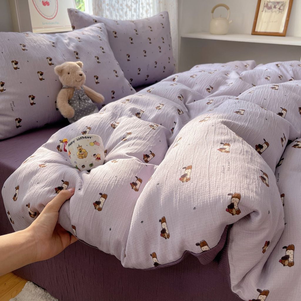 4Pcs Cotton Muslin Triple Layer | Set Cotton Linen 3 Lớp Bed Set | ID 4PCSGACCT10