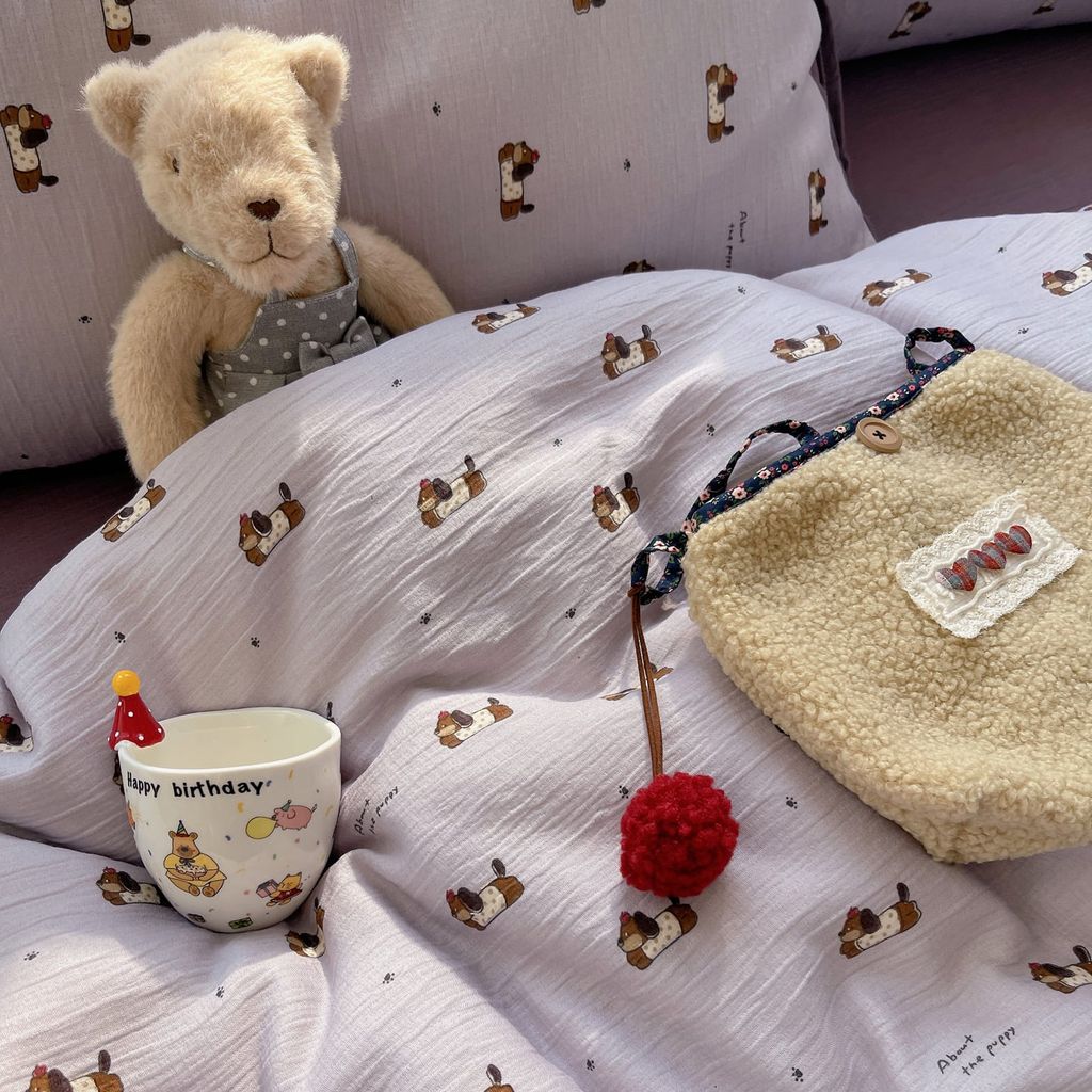 4Pcs Cotton Muslin Triple Layer | Set Cotton Linen 3 Lớp Bed Set | ID 4PCSGACCT10