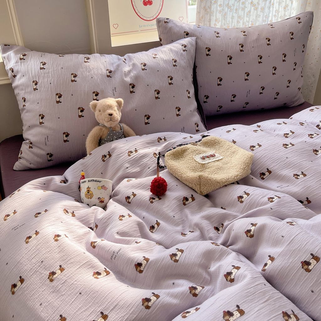 4Pcs Cotton Muslin Triple Layer | Set Cotton Linen 3 Lớp Bed Set | ID 4PCSGACCT10