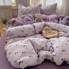 4Pcs Cotton Muslin Triple Layer | Set Cotton Linen 3 Lớp Bed Set | ID 4PCSGACCT10