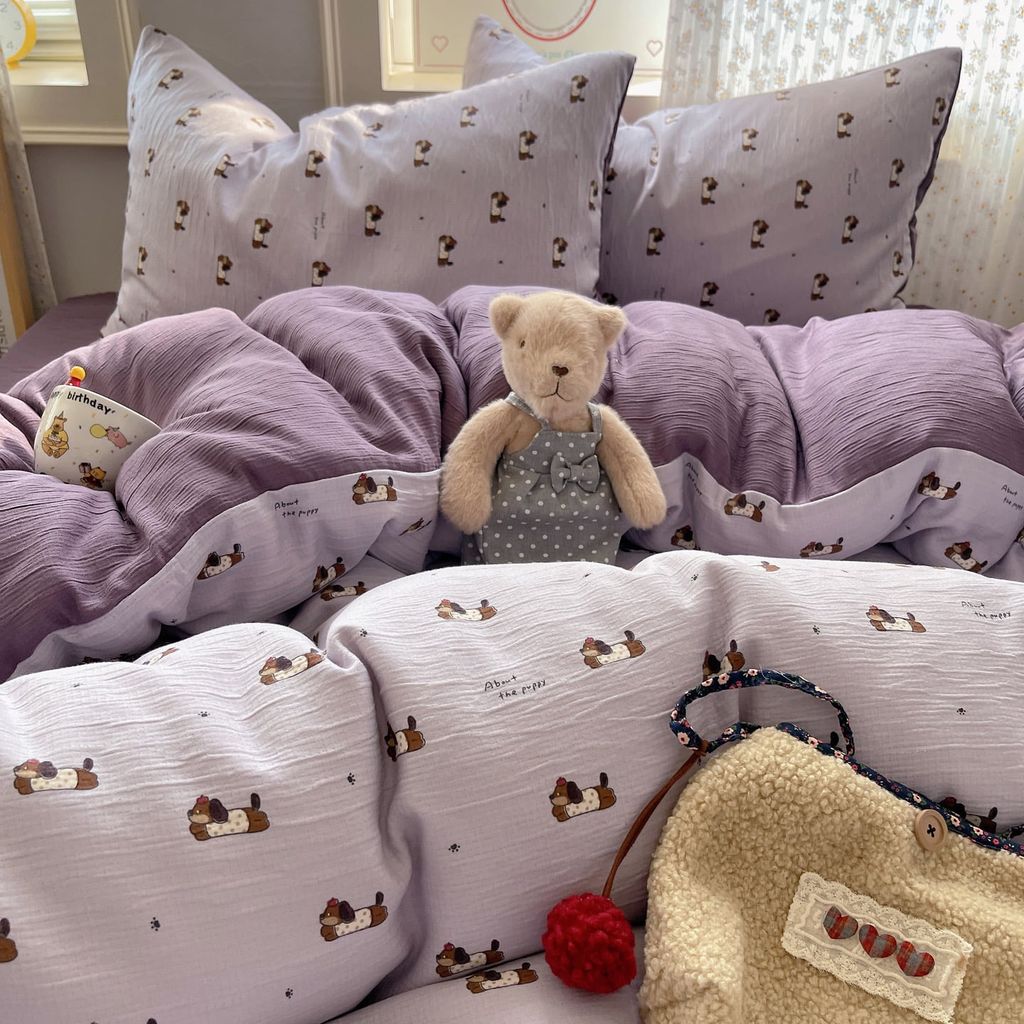 4Pcs Cotton Muslin Triple Layer | Set Cotton Linen 3 Lớp Bed Set | ID 4PCSGACCT10