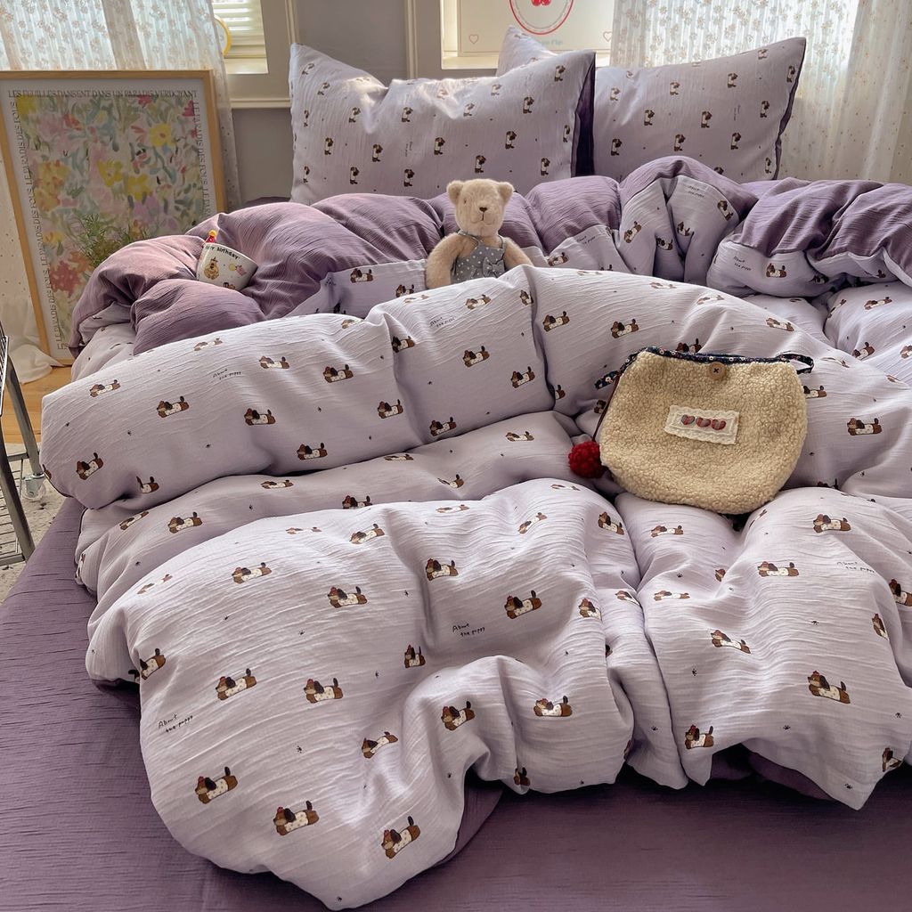 4Pcs Cotton Muslin Triple Layer | Set Cotton Linen 3 Lớp Bed Set | ID 4PCSGACCT10