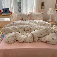 4Pcs Cotton Muslin Triple Layer | Set Cotton Linen 3 Lớp Bed Set | ID 4PCSGACCT09