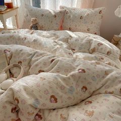 4Pcs Cotton Muslin Triple Layer | Set Cotton Linen 3 Lớp Bed Set | ID 4PCSGACCT09