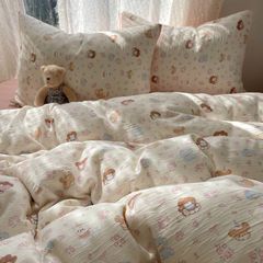 4Pcs Cotton Muslin Triple Layer | Set Cotton Linen 3 Lớp Bed Set | ID 4PCSGACCT09