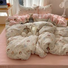 4Pcs Cotton Muslin Triple Layer | Set Cotton Linen 3 Lớp Bed Set | ID 4PCSGACCT09
