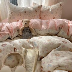 4Pcs Cotton Muslin Triple Layer | Set Cotton Linen 3 Lớp Bed Set | ID 4PCSGACCT09