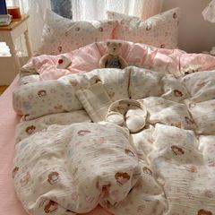 4Pcs Cotton Muslin Triple Layer | Set Cotton Linen 3 Lớp Bed Set | ID 4PCSGACCT09