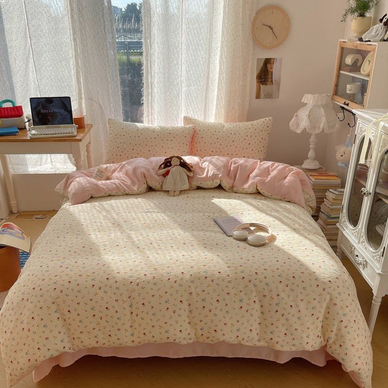 4Pcs Cotton Muslin Triple Layer | Set Cotton Linen 3 Lớp Bed Set | ID 4PCSGACCT08