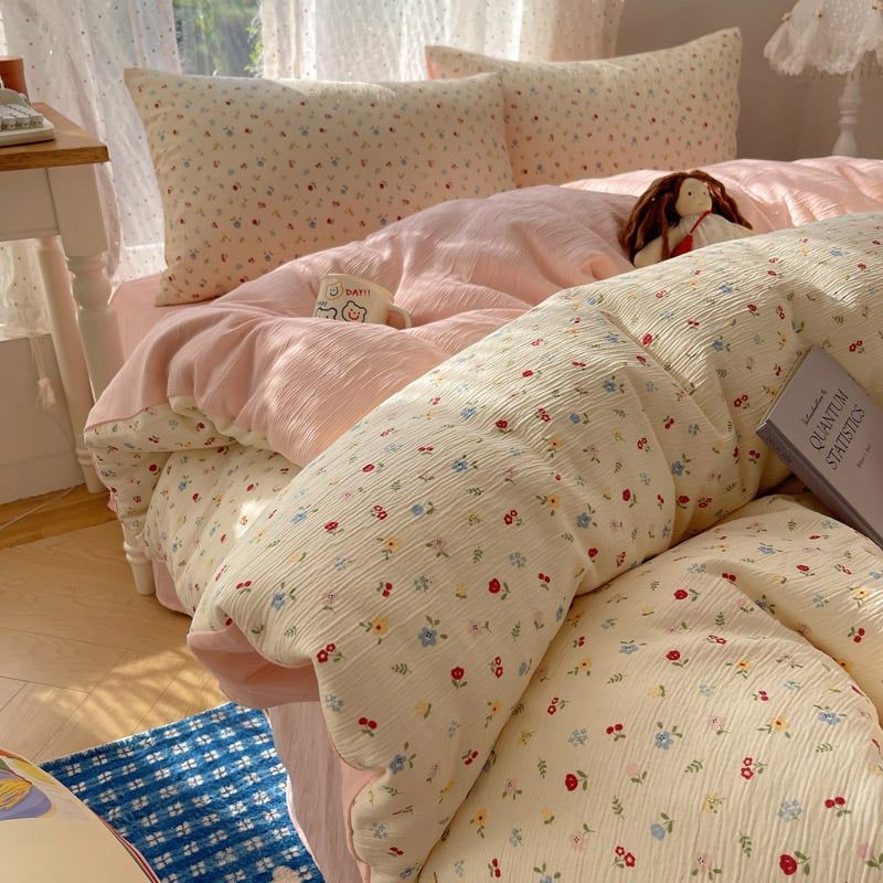 4Pcs Cotton Muslin Triple Layer | Set Cotton Linen 3 Lớp Bed Set | ID 4PCSGACCT08