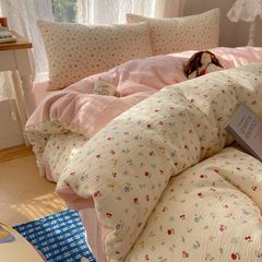 4Pcs Cotton Muslin Triple Layer | Set Cotton Linen 3 Lớp Bed Set | ID 4PCSGACCT08