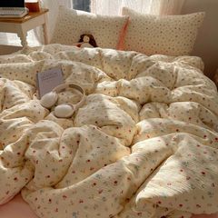 4Pcs Cotton Muslin Triple Layer | Set Cotton Linen 3 Lớp Bed Set | ID 4PCSGACCT08