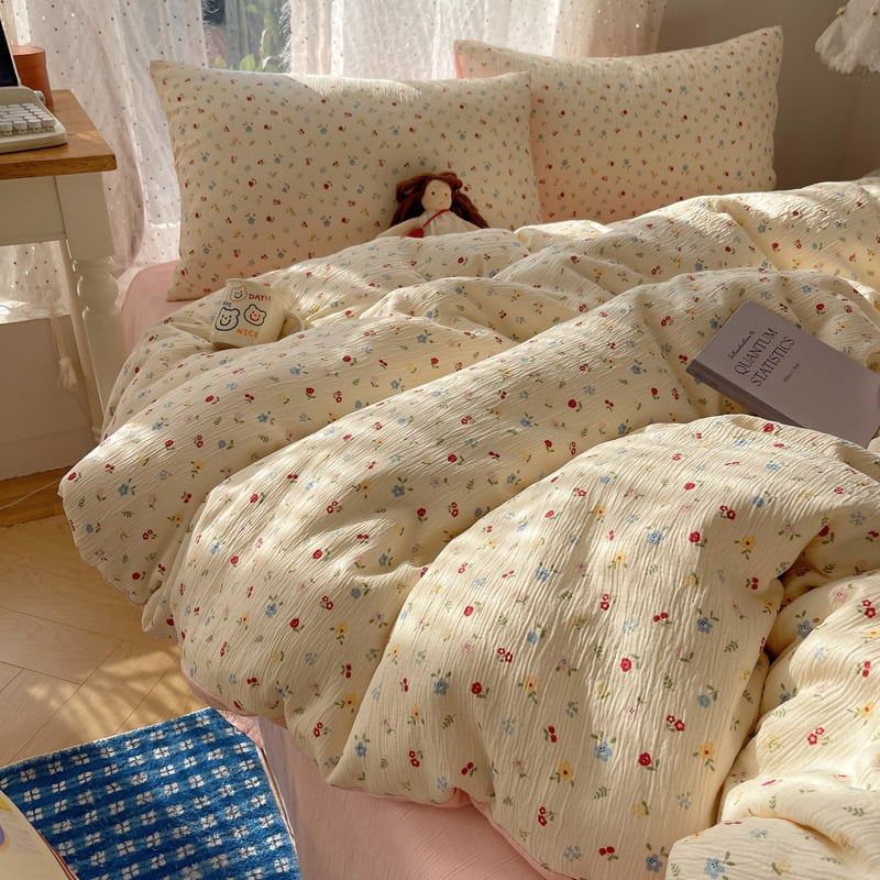 4Pcs Cotton Muslin Triple Layer | Set Cotton Linen 3 Lớp Bed Set | ID 4PCSGACCT08