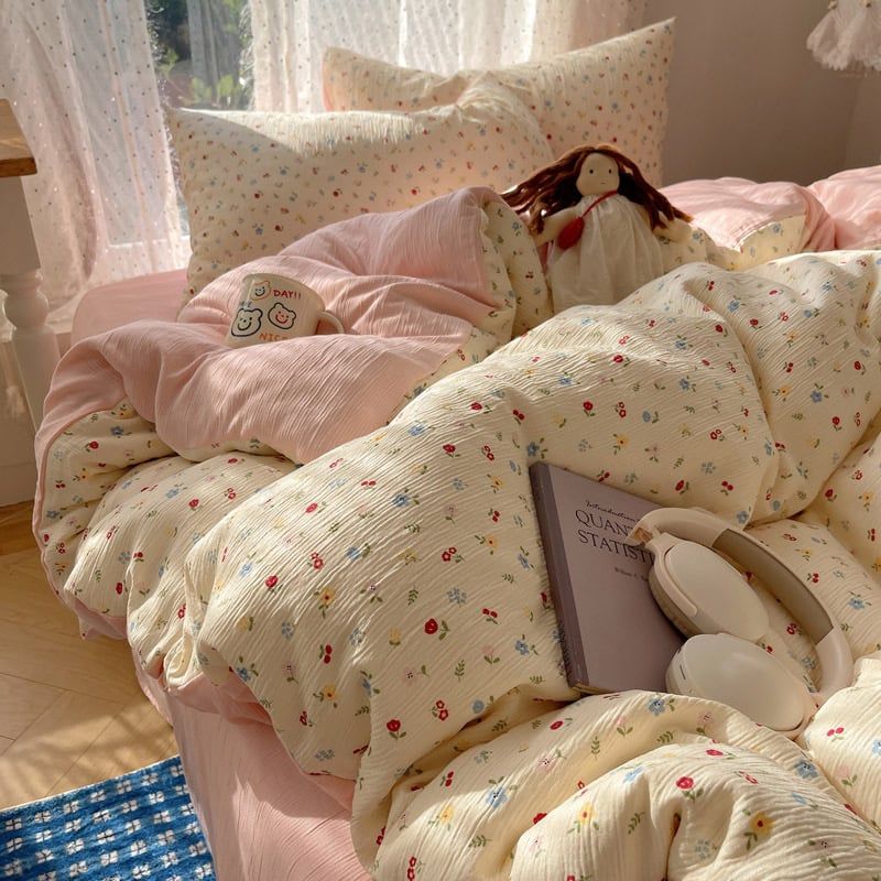 4Pcs Cotton Muslin Triple Layer | Set Cotton Linen 3 Lớp Bed Set | ID 4PCSGACCT08