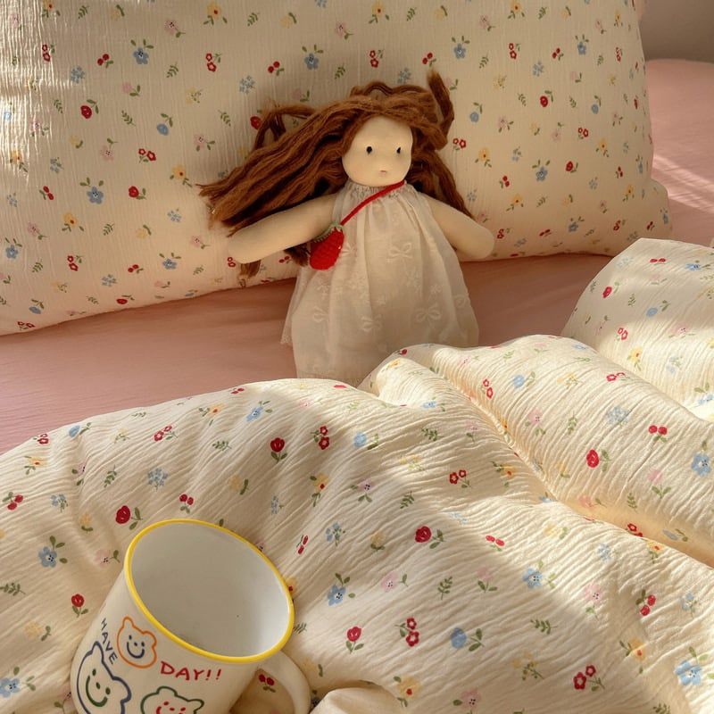 4Pcs Cotton Muslin Triple Layer | Set Cotton Linen 3 Lớp Bed Set | ID 4PCSGACCT08