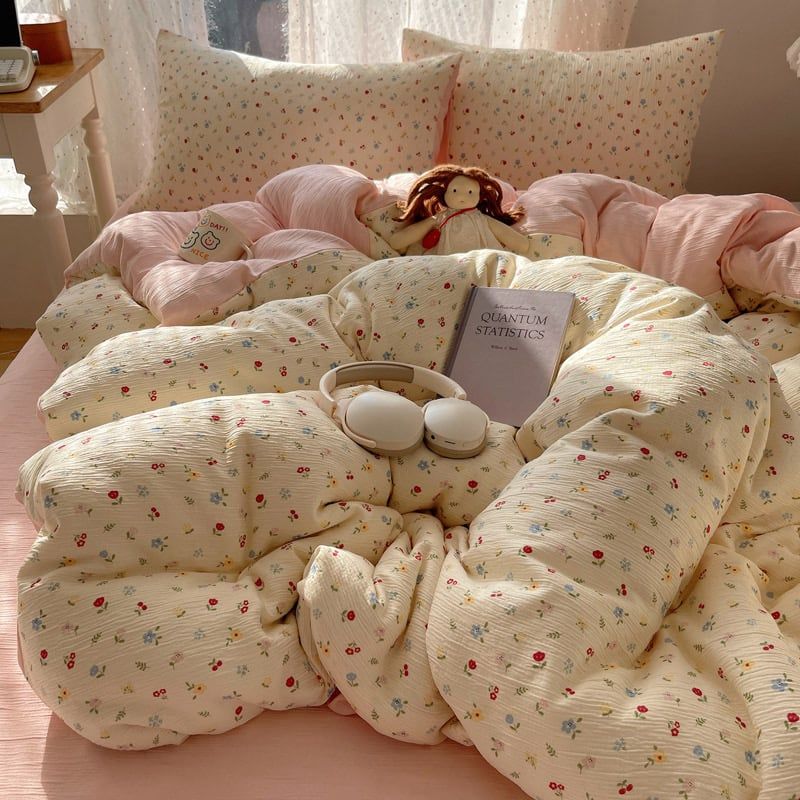 4Pcs Cotton Muslin Triple Layer | Set Cotton Linen 3 Lớp Bed Set | ID 4PCSGACCT08