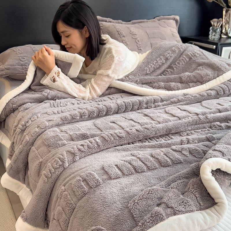 Home Text – Wool Blanket | Chăn Lông Cừu Minmin 230×200cm (1.6kg) | Gray