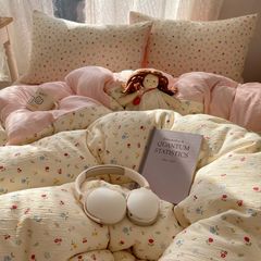 4Pcs Cotton Muslin Triple Layer | Set Cotton Linen 3 Lớp Bed Set | ID 4PCSGACCT08