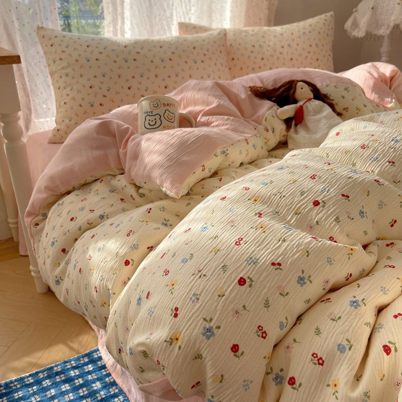 4Pcs Cotton Muslin Triple Layer | Set Cotton Linen 3 Lớp Bed Set | ID 4PCSGACCT08