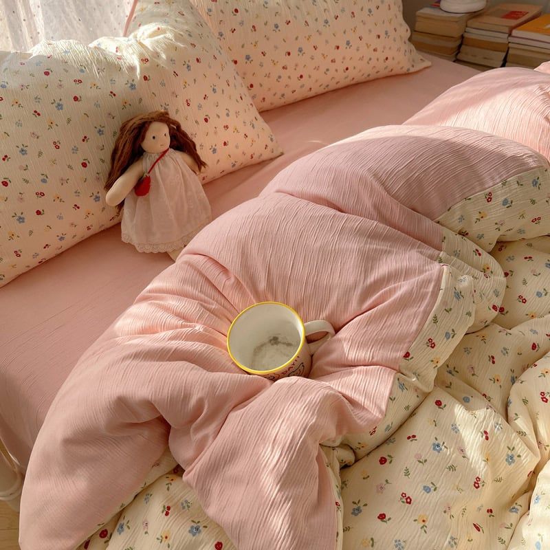 4Pcs Cotton Muslin Triple Layer | Set Cotton Linen 3 Lớp Bed Set | ID 4PCSGACCT08