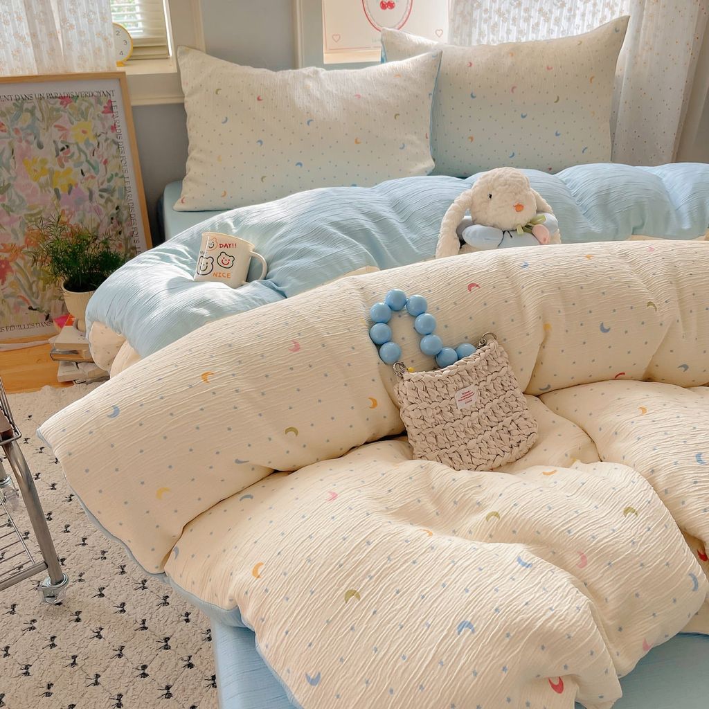 4Pcs Cotton Muslin Triple Layer | Set Cotton Linen 3 Lớp Bed Set | ID 4PCSGACCT07
