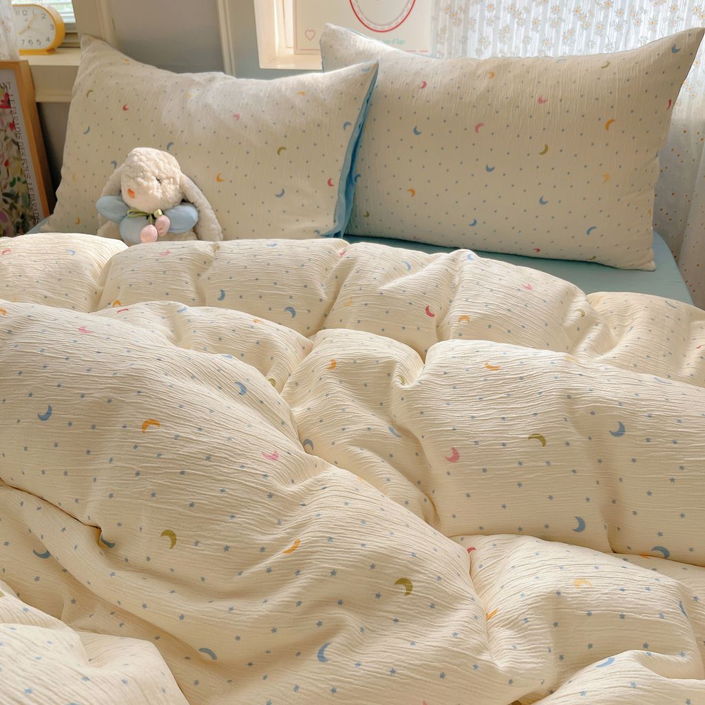 4Pcs Cotton Muslin Triple Layer | Set Cotton Linen 3 Lớp Bed Set | ID 4PCSGACCT07