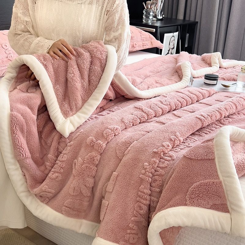 Home Text – Wool Blanket | Chăn Lông Cừu Minmin 230×200cm (1.6kg) | Deep Pink