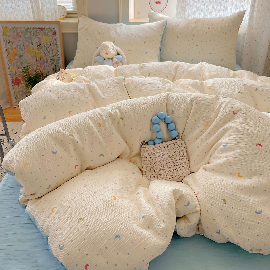 4Pcs Cotton Muslin Triple Layer | Set Cotton Linen 3 Lớp Bed Set | ID 4PCSGACCT07