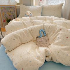 4Pcs Cotton Muslin Triple Layer | Set Cotton Linen 3 Lớp Bed Set | ID 4PCSGACCT07