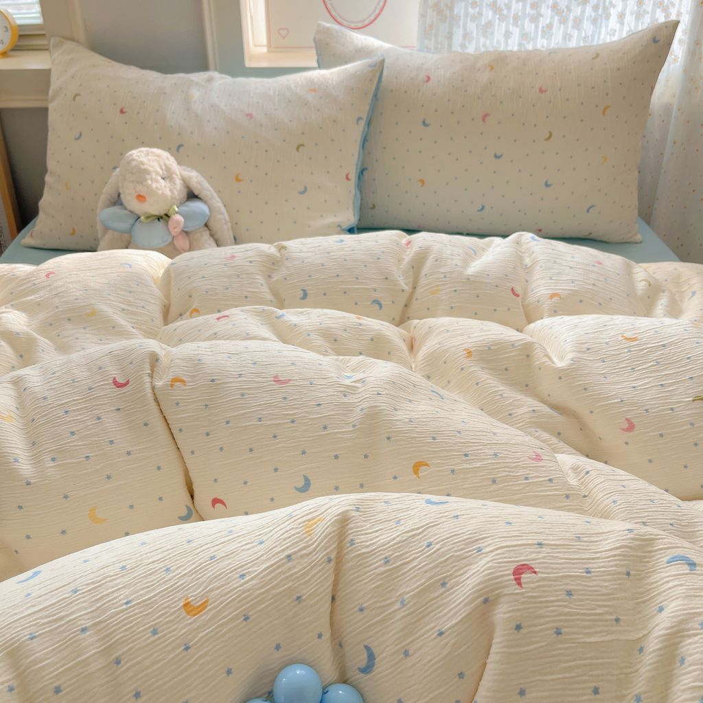 4Pcs Cotton Muslin Triple Layer | Set Cotton Linen 3 Lớp Bed Set | ID 4PCSGACCT07