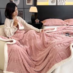 Home Text – Wool Blanket | Chăn Lông Cừu Minmin 230×200cm (1.6kg) | Deep Pink
