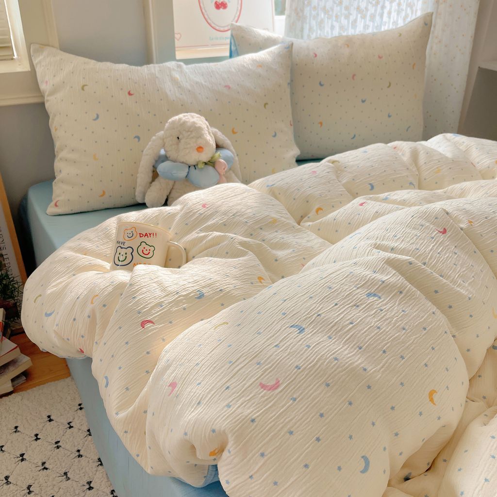 4Pcs Cotton Muslin Triple Layer | Set Cotton Linen 3 Lớp Bed Set | ID 4PCSGACCT07