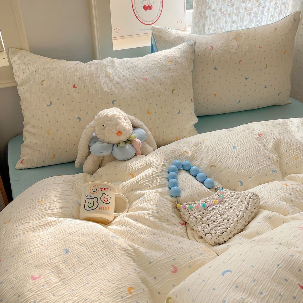 4Pcs Cotton Muslin Triple Layer | Set Cotton Linen 3 Lớp Bed Set | ID 4PCSGACCT07