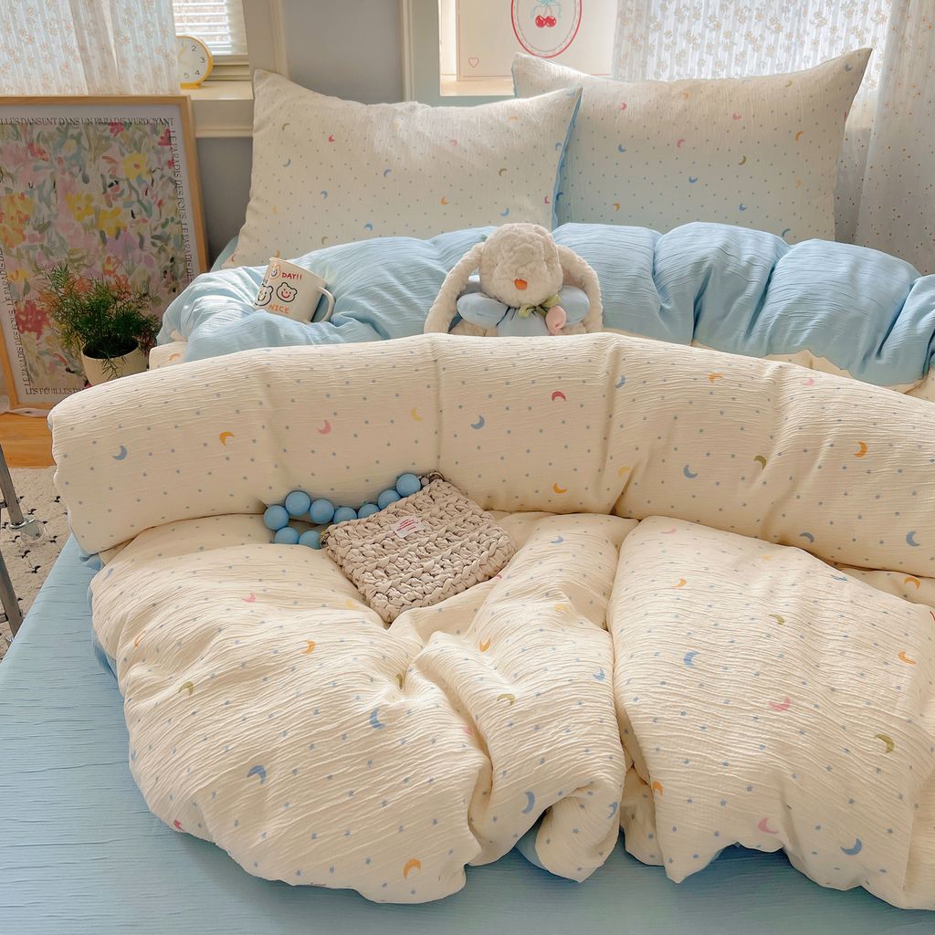 4Pcs Cotton Muslin Triple Layer | Set Cotton Linen 3 Lớp Bed Set | ID 4PCSGACCT07