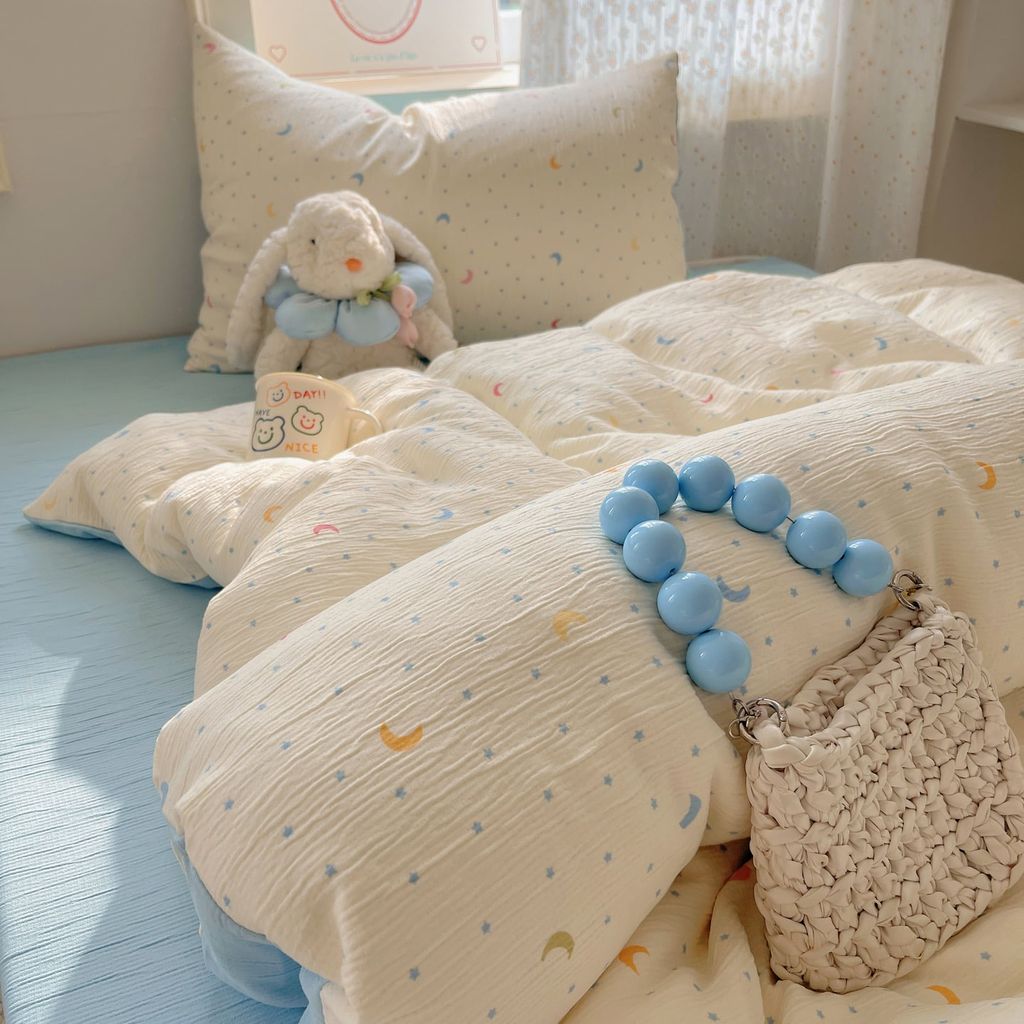 4Pcs Cotton Muslin Triple Layer | Set Cotton Linen 3 Lớp Bed Set | ID 4PCSGACCT07
