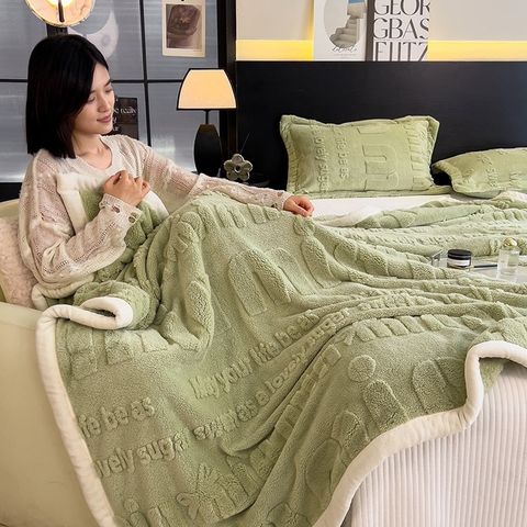 Home Text – Wool Blanket | Chăn Lông Cừu Minmin 230×200cm (1.6kg) | Matcha Green
