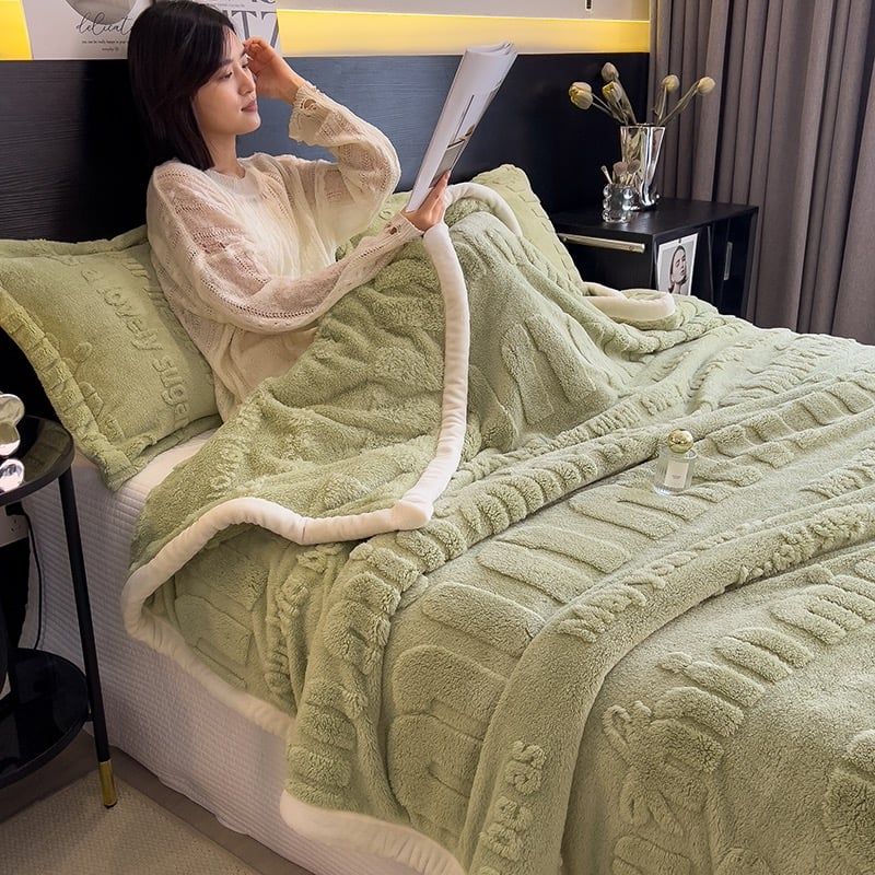 Home Text – Wool Blanket | Chăn Lông Cừu Minmin 230×200cm (1.6kg) | Matcha Green