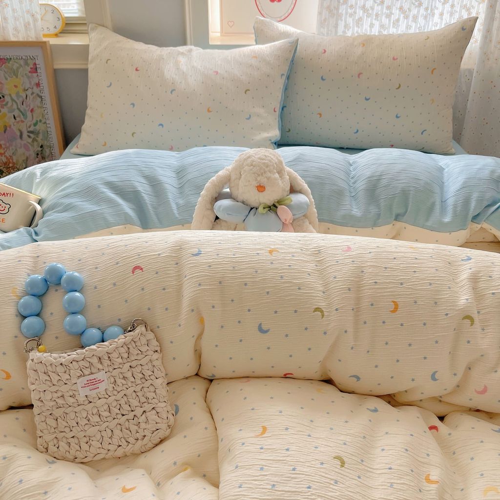 4Pcs Cotton Muslin Triple Layer | Set Cotton Linen 3 Lớp Bed Set | ID 4PCSGACCT07