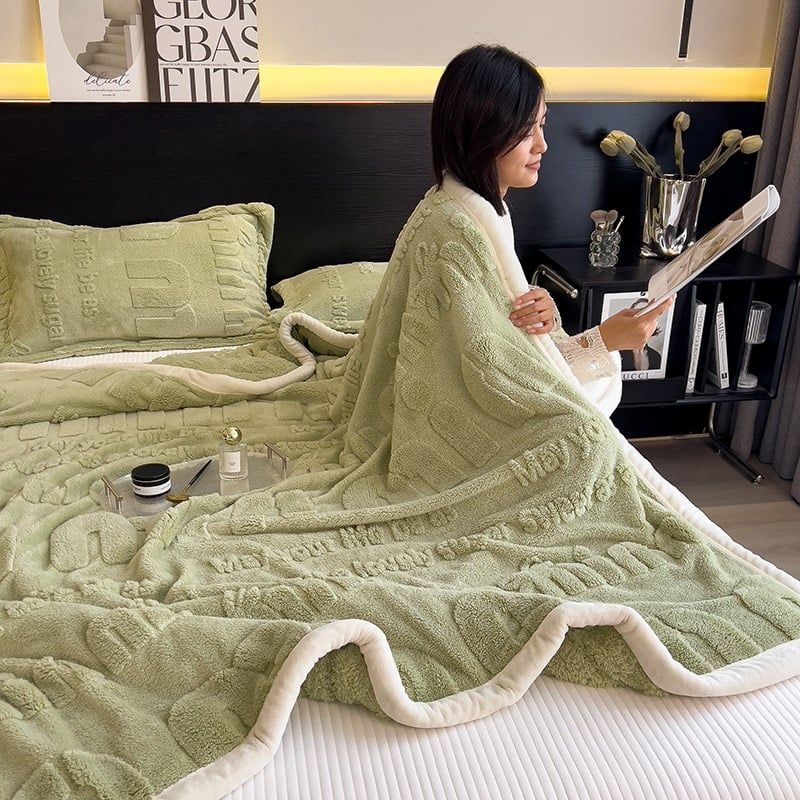 Home Text – Wool Blanket | Chăn Lông Cừu Minmin 230×200cm (1.6kg) | Matcha Green