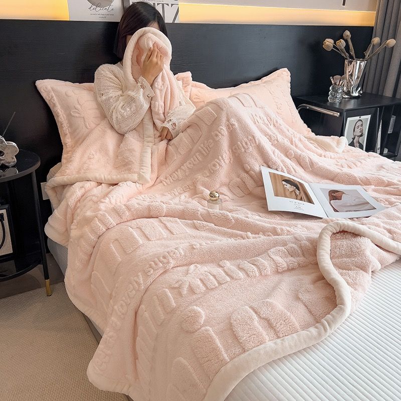 Home Text – Wool Blanket | Chăn Lông Cừu Minmin 230×200cm (1.6kg) | Pink