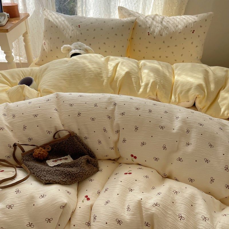 4Pcs Cotton Muslin Triple Layer | Set Cotton Linen 3 Lớp Bed Set | ID 4PCSGACCT06