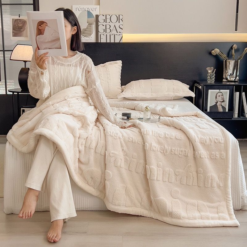 Home Text – Wool Blanket | Chăn Lông Cừu Minmin 230×200cm (1.6kg) | White