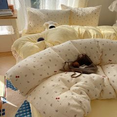 4Pcs Cotton Muslin Triple Layer | Set Cotton Linen 3 Lớp Bed Set | ID 4PCSGACCT06