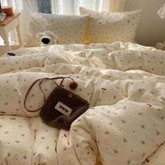 4Pcs Cotton Muslin Triple Layer | Set Cotton Linen 3 Lớp Bed Set | ID 4PCSGACCT06