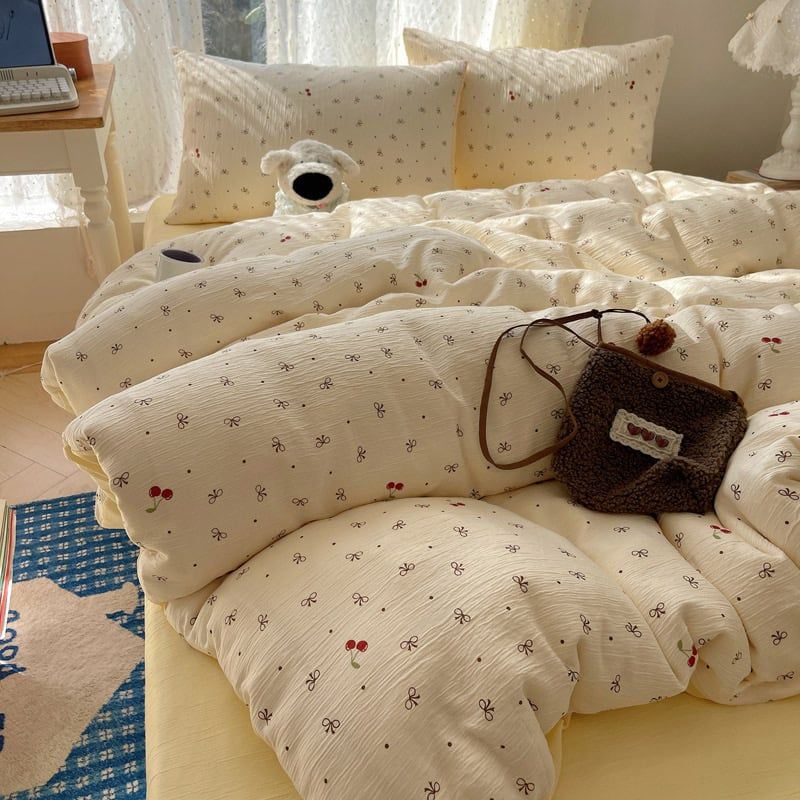 4Pcs Cotton Muslin Triple Layer | Set Cotton Linen 3 Lớp Bed Set | ID 4PCSGACCT06
