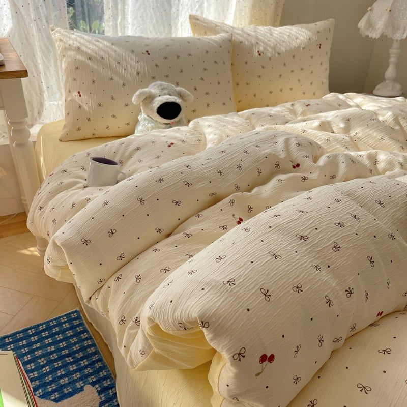 4Pcs Cotton Muslin Triple Layer | Set Cotton Linen 3 Lớp Bed Set | ID 4PCSGACCT06