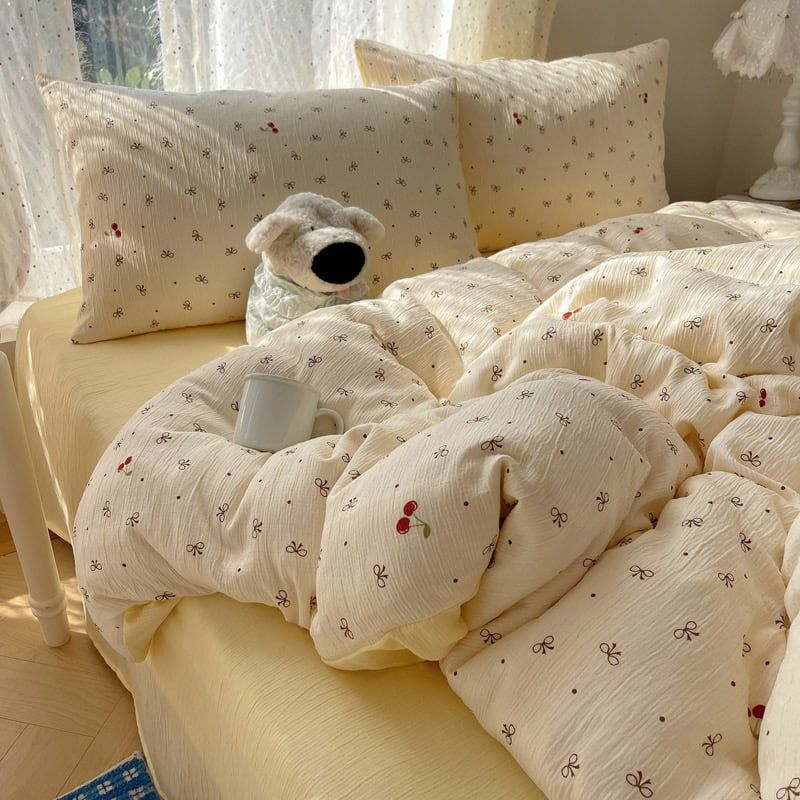 4Pcs Cotton Muslin Triple Layer | Set Cotton Linen 3 Lớp Bed Set | ID 4PCSGACCT06