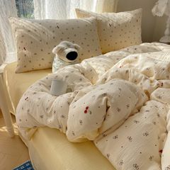 4Pcs Cotton Muslin Triple Layer | Set Cotton Linen 3 Lớp Bed Set | ID 4PCSGACCT06